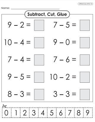 Basic Subtraction Within 10 (Worksheets)