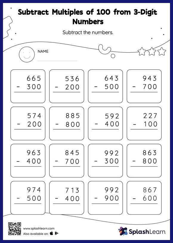 Subtract Multiples of 100 from 3-Digit Numbers: Vertical ...