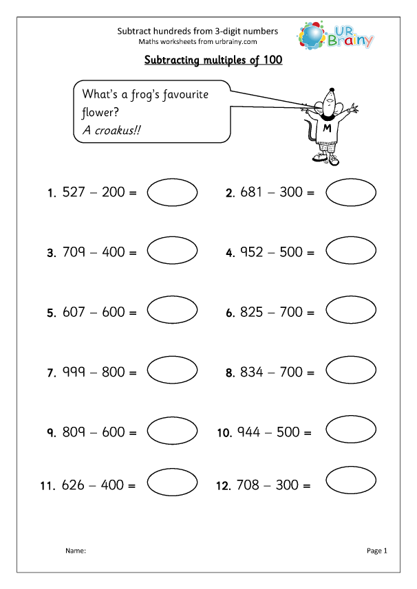 Subtract multiples of 100 from 3-digit numbers mentally ...