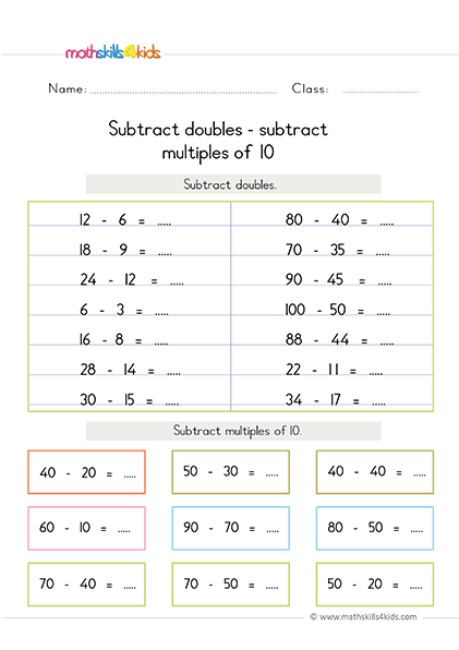 Mastering subtraction facts: Printable worksheets and strategies ...