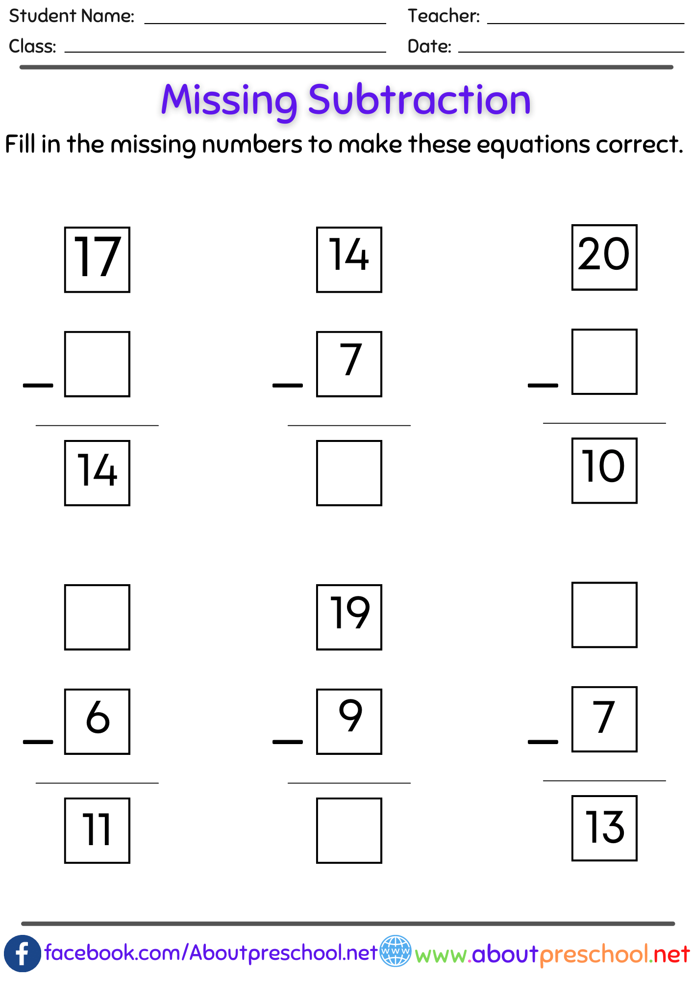 subtraction worksheet 1st grade pdf
