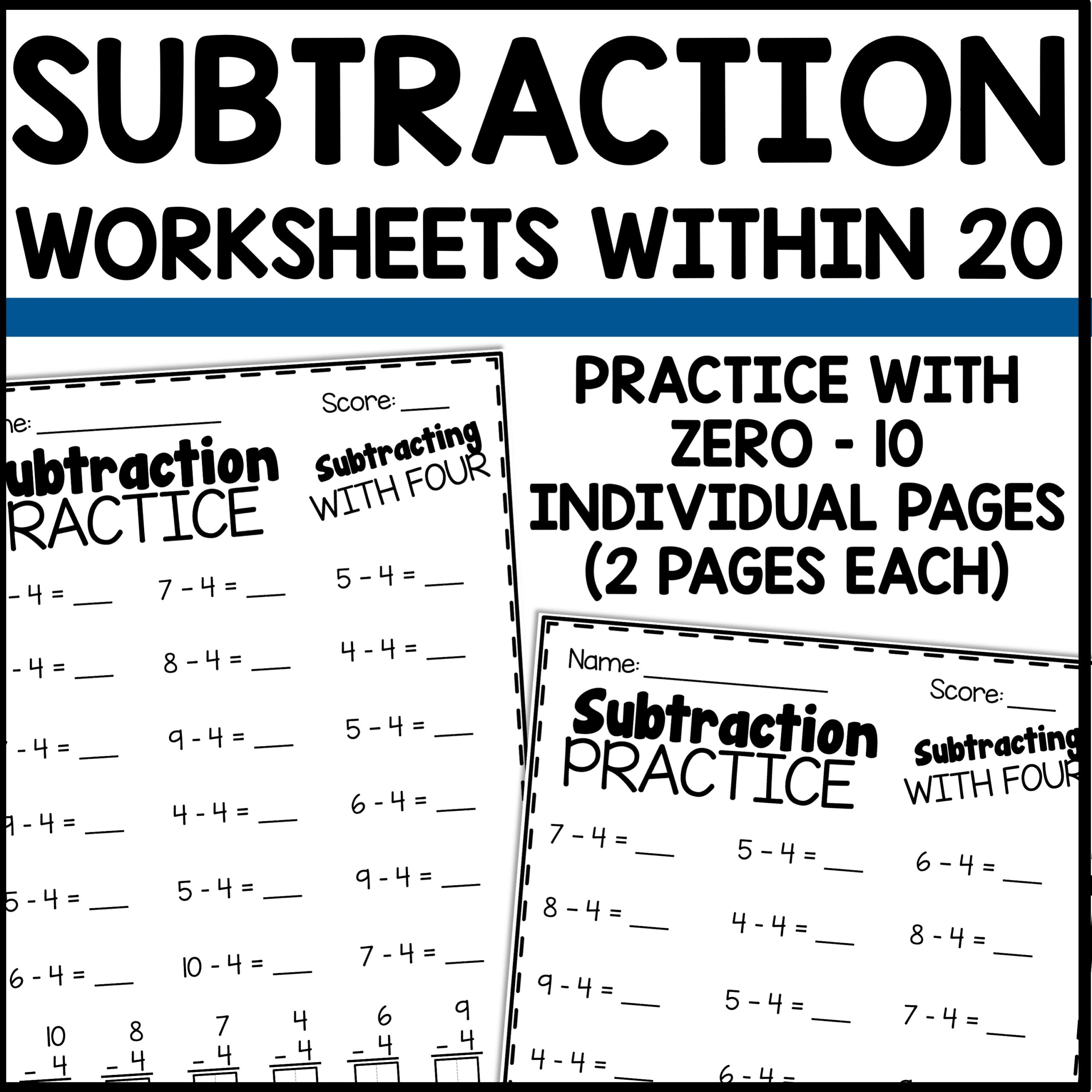 1st Grade Subtraction Worksheets - We Are Better Together