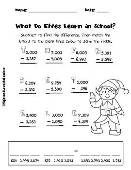 subtraction worksheet across zeros