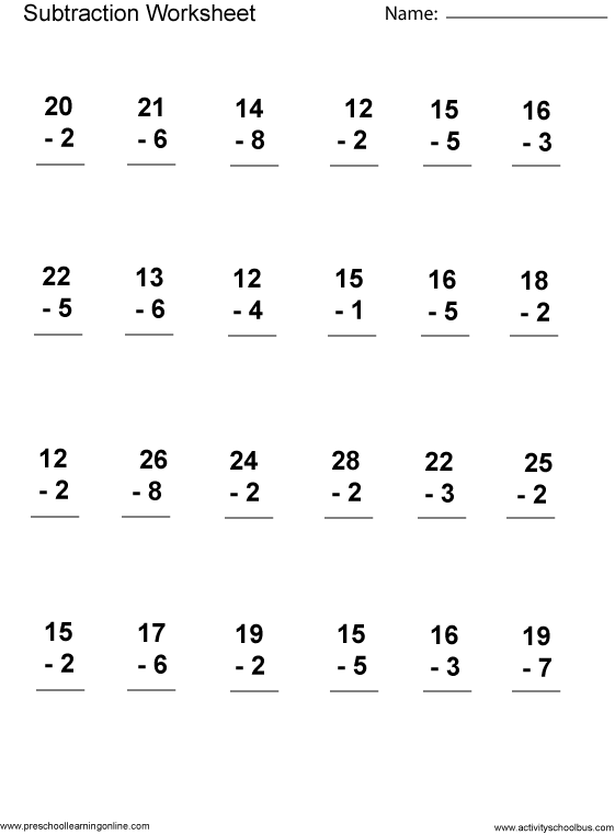 subtraction worksheet and first grade