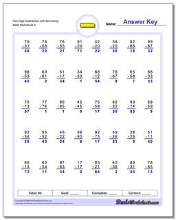 Subtraction Worksheets: Full Borrowing