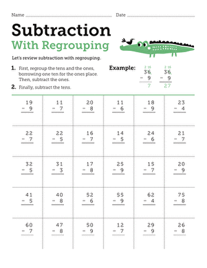 Subtraction With Regrouping | Interactive Worksheet 