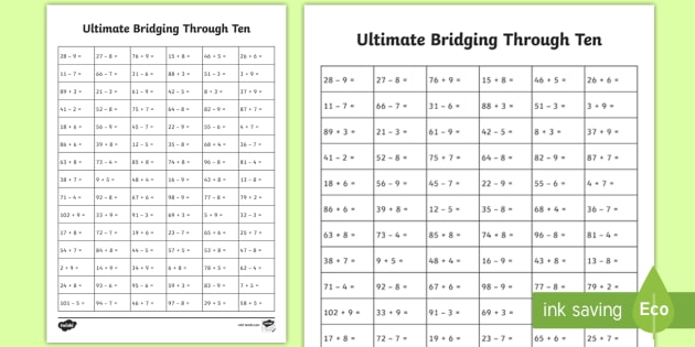 subtraction worksheet bridging 10