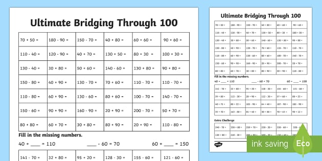 Ultimate KS1 Bridging Through 100 Worksheet (teacher made)