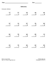 Handwriting for Kids - Mathematics - Subtraction - Subtraction ...