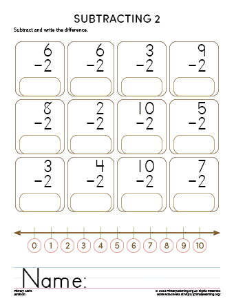 Subtracting Two Less | PrimaryLearning.Org - Worksheets Library