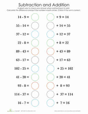 Check Your Work: Subtraction | Interactive Worksheet 