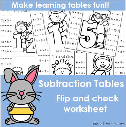 subtraction worksheet check by