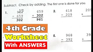 subtraction worksheet check with addition