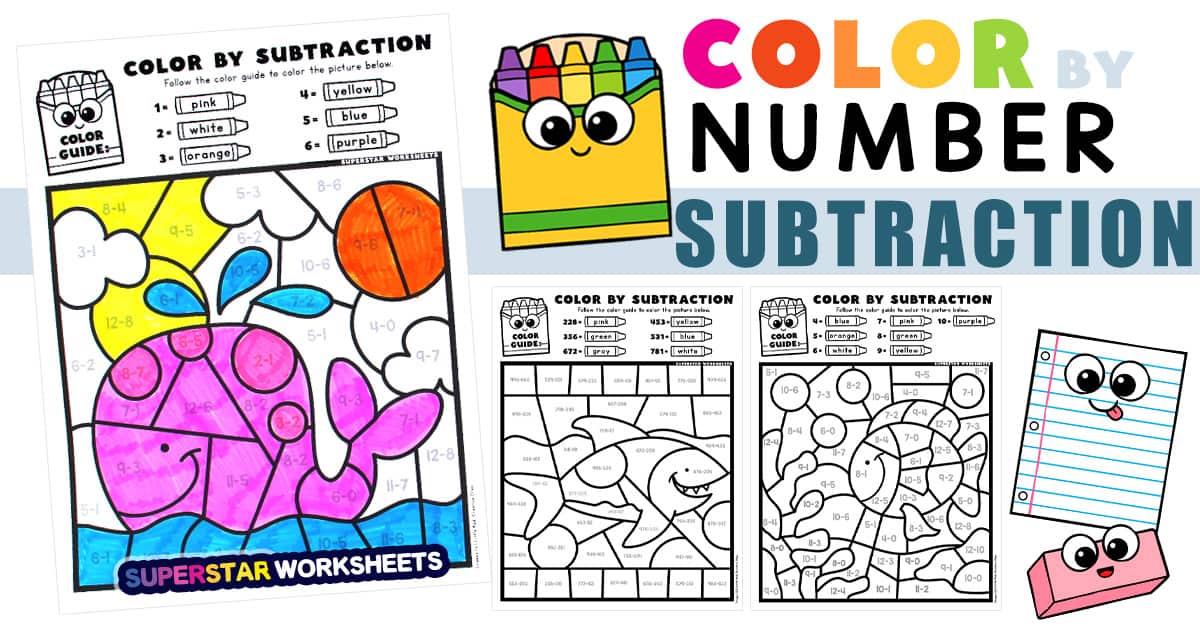 Premium Vector | Paint color by addition and subtraction numbers