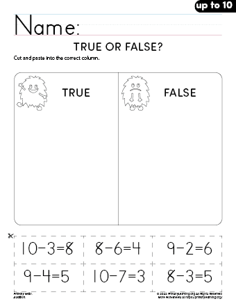Subtraction Facts To 10  