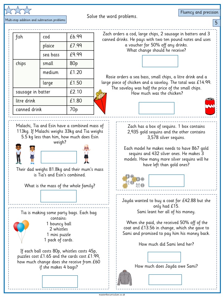 Year 5- Week 1 - Editable Addition and Subtraction Differentiated ...