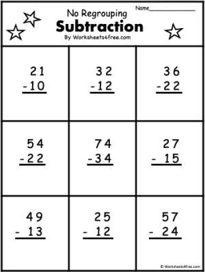 subtraction worksheet double digit with regrouping