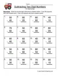 Double Digit Subtraction Without Regrouping Worksheet - Tens by ...