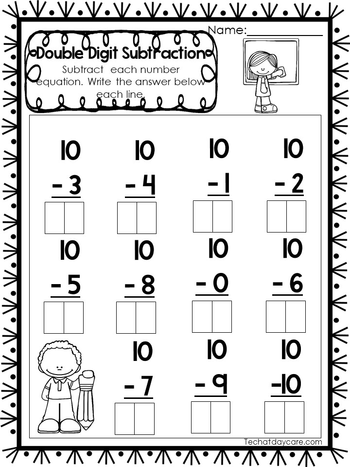subtraction worksheet double digit