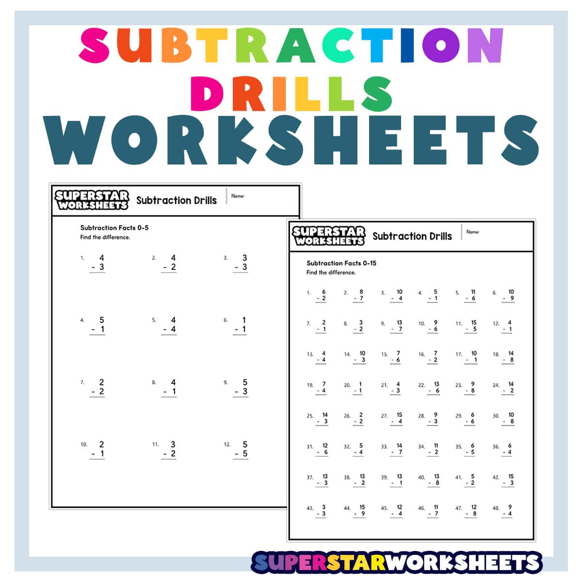 Subtraction Drills -Worksheets Library