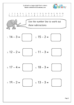 Subtraction in Year 1 (age 5-6) - URBrainy.com