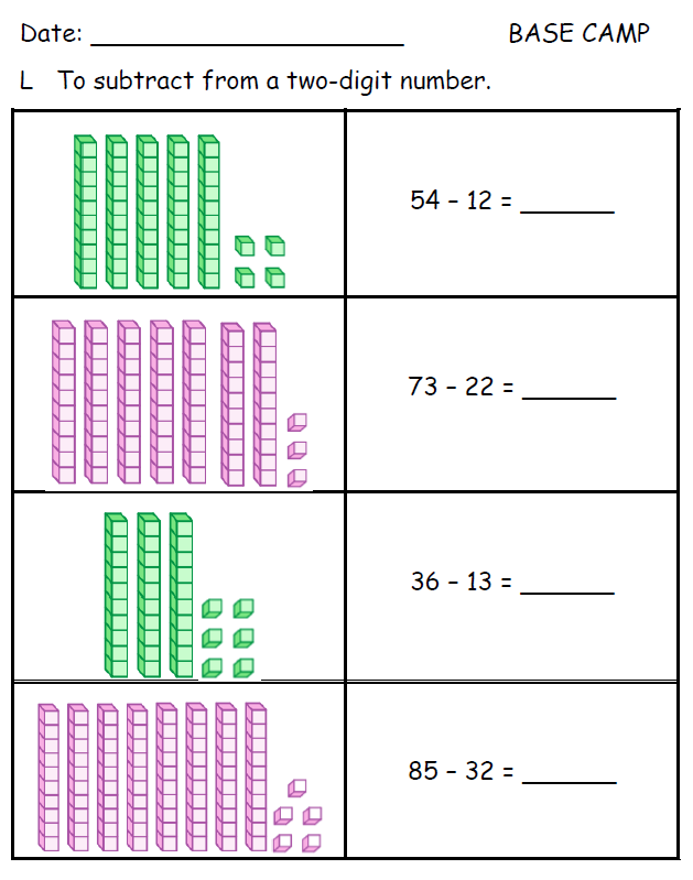 Idea 247: Two-digit Subtraction FREE Differentiated Worksheets ...