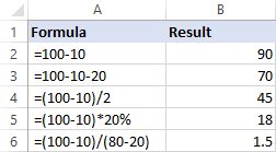 How to subtract in Excel: cells, columns, percentages, dates and times