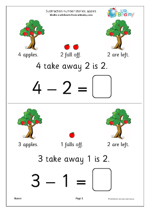 Subtraction Maths Worksheets for Later Reception (age 4-5 ...