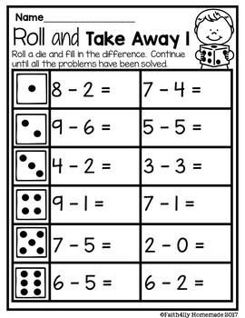 Subtraction to 10 Interactive Worksheets {Kindergarten &  First Grade}