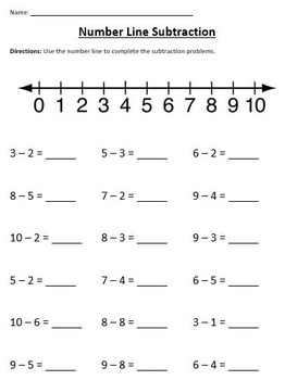 subtraction worksheet for 1st grade with number line