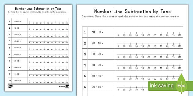 subtraction worksheet for 1st grade with number line