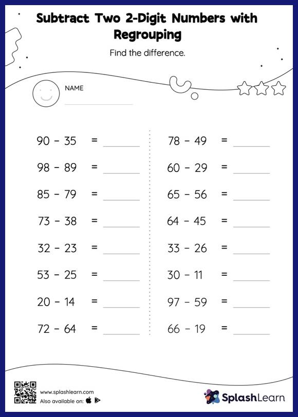 subtraction worksheet for 2nd grade 2 digit