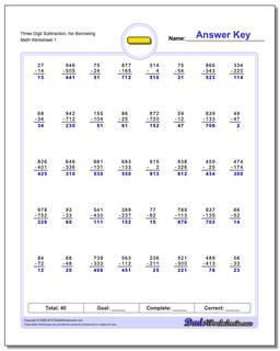 subtraction worksheet for 2nd grade no regrouping