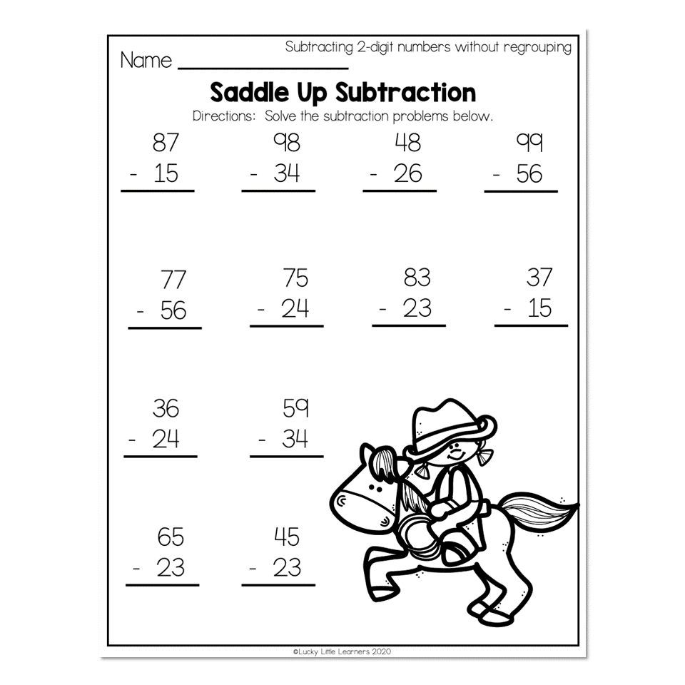 subtraction worksheet for 2nd grade without regrouping