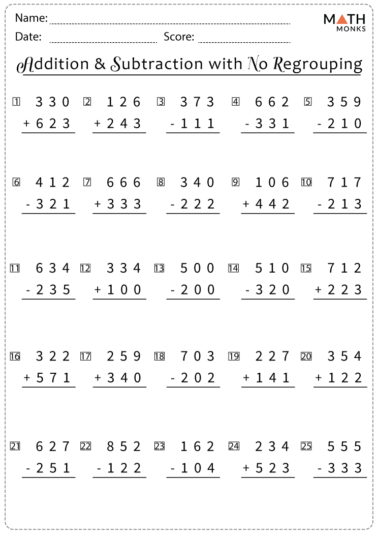 subtraction worksheet for 3rd grade