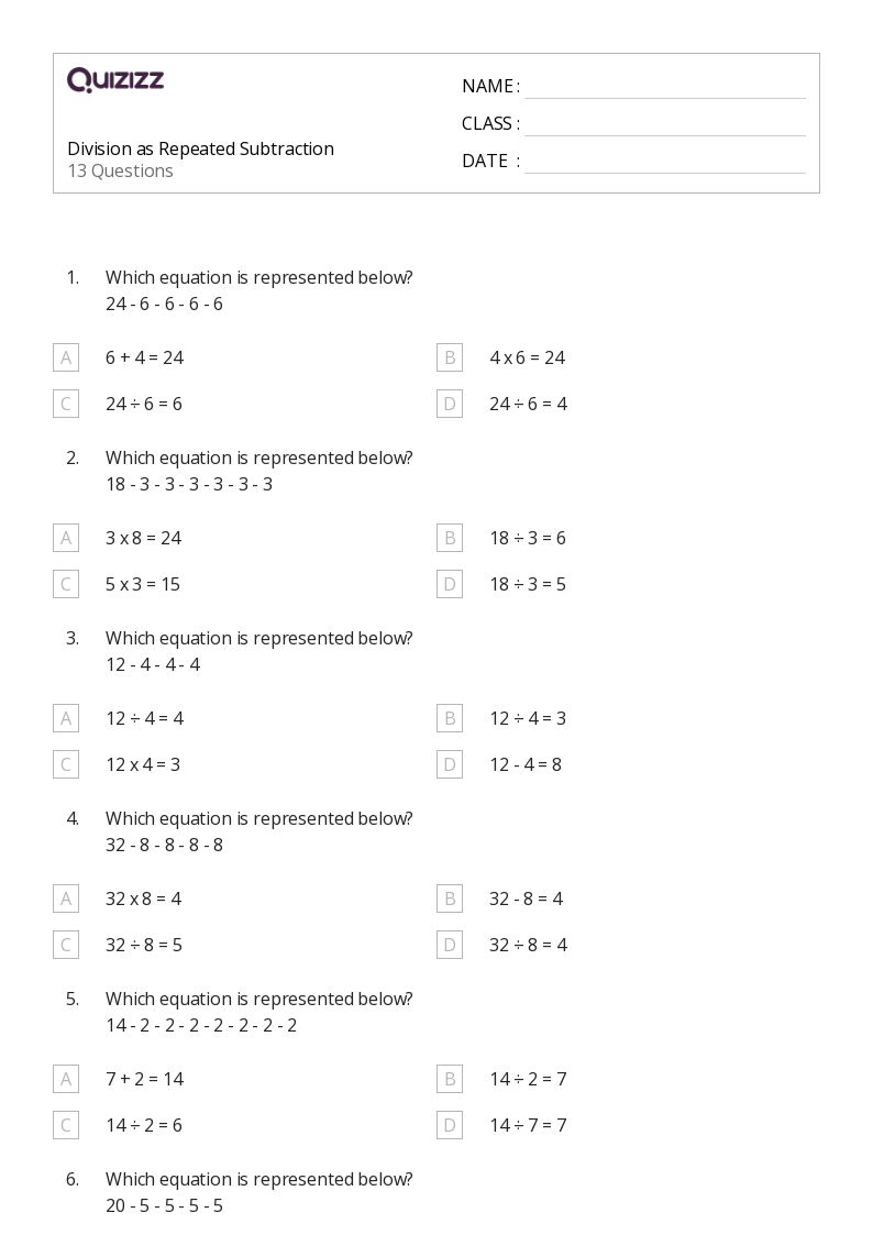 50+ Repeated Subtraction worksheets for 3rd Grade on Quizizz ...