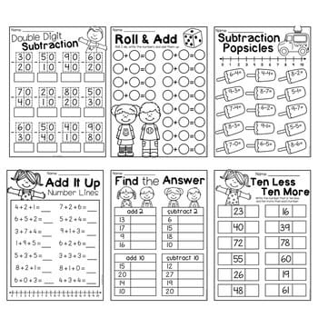 subtraction worksheet for first grade printable
