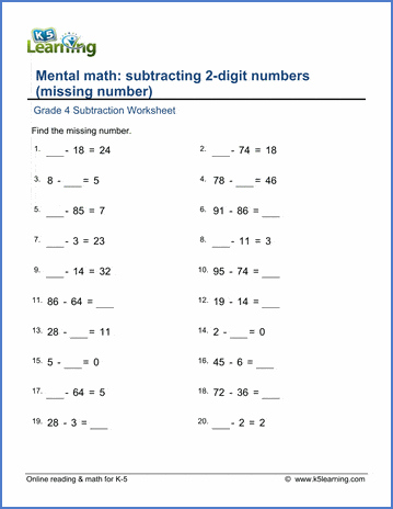 subtraction worksheet for grade 2