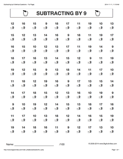 Grade 2 - Math Worksheets (Vertical Subtraction)