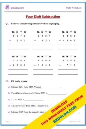 Subtraction Archives - skoolon.com