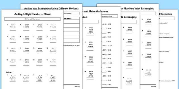 subtraction worksheet for grade 4