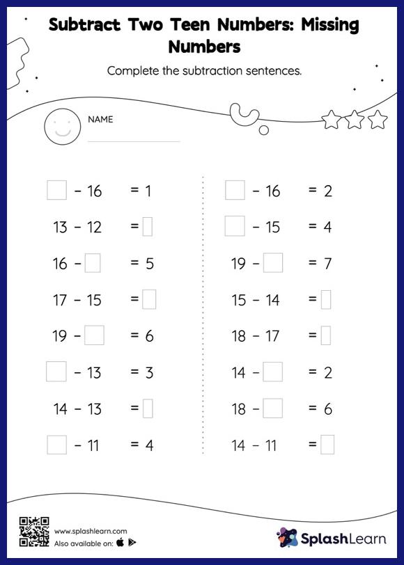 subtraction worksheet for grade