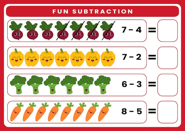 Premium Vector | Fun subtraction worksheet theme Christmas for kids