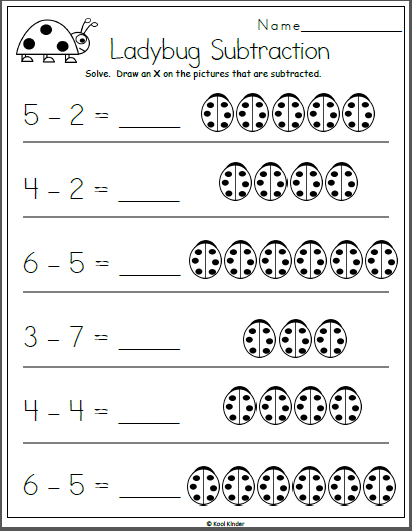 Ladybug Subtraction Worksheet for Kindergarten | Made By Teachers