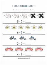 subtraction worksheet for kindergarten with crossing out