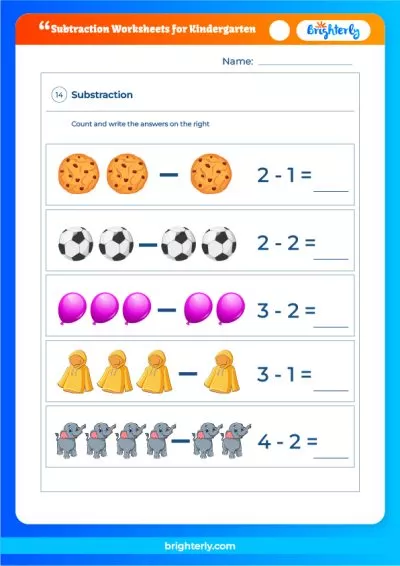 Free Printable Subtraction Worksheets For Kindergarten [PDFs ...