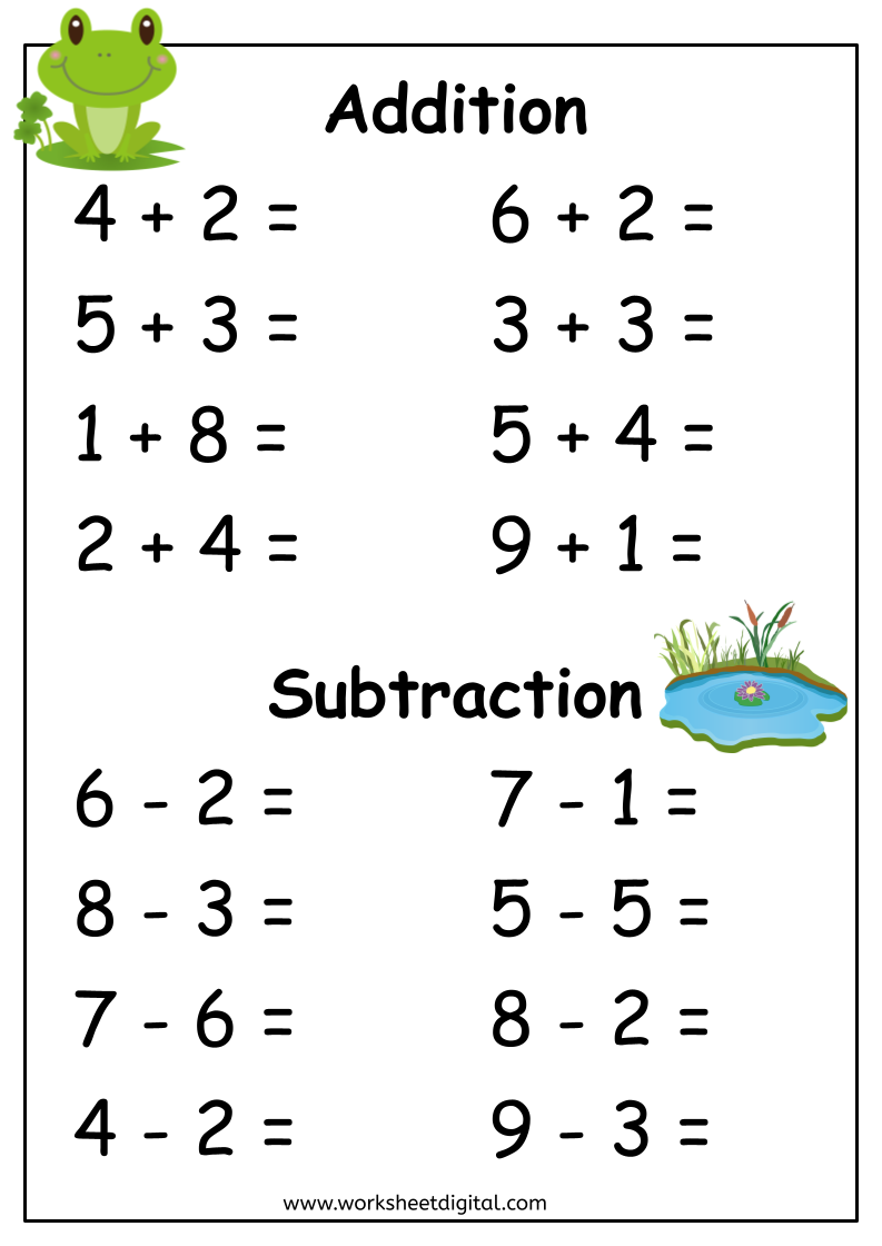 subtraction worksheet for kindergarten with pictures