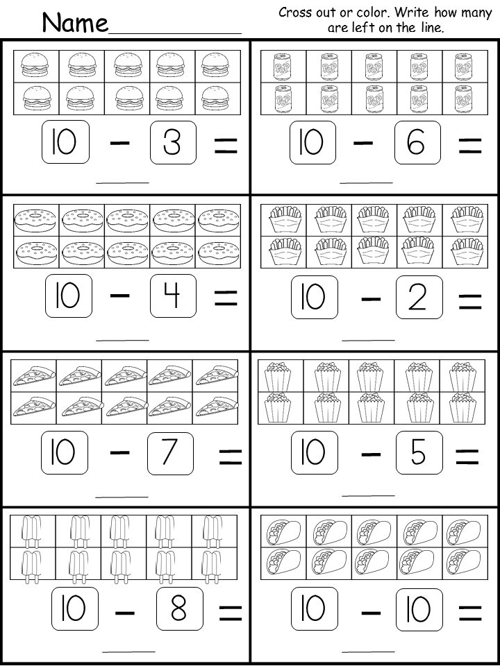 Free Kindergarten Subtraction Printable - kindermomma.com