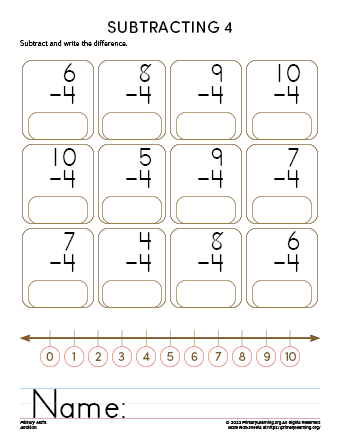 subtraction worksheet for kindergarten