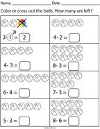 Pre-K Subtraction Math Worksheets - Twisty Noodle